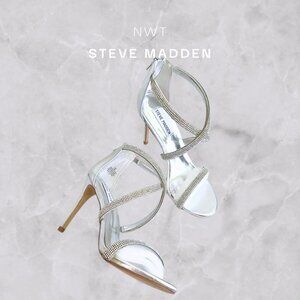 ***Available Aug 20*** NWB Steve Madden Faiz rhinestone silver heels size 8.5